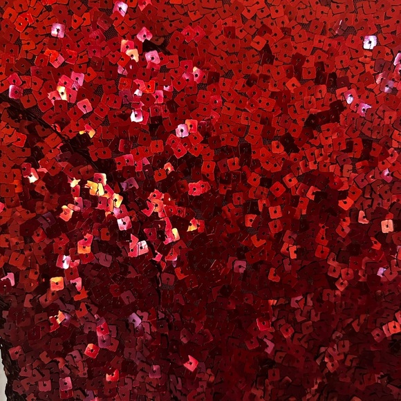 NWT Red Long Mermaid Sequin Dress with Open Back - Picture 5 of 5